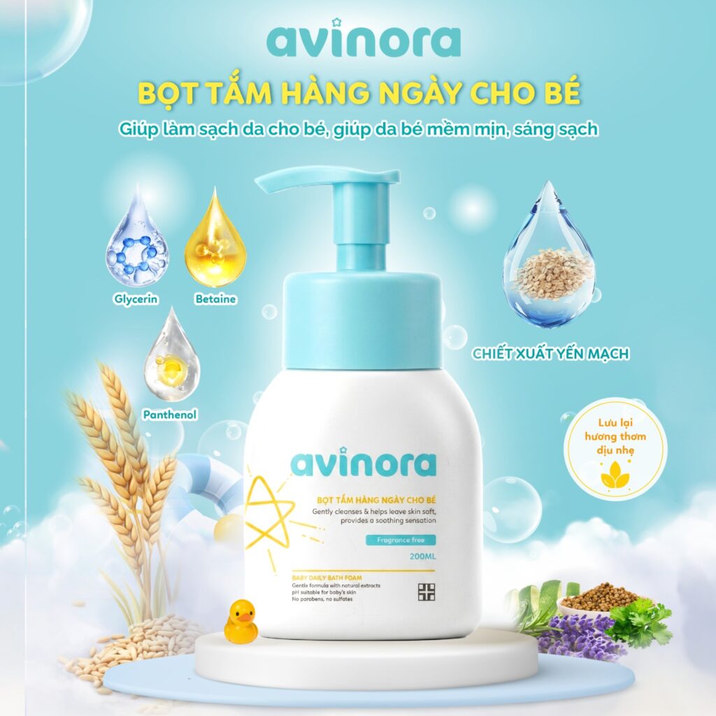 Ra mặt bọt tắm hàng ngày cho bé Avinora - lành tính, dịu nhẹ